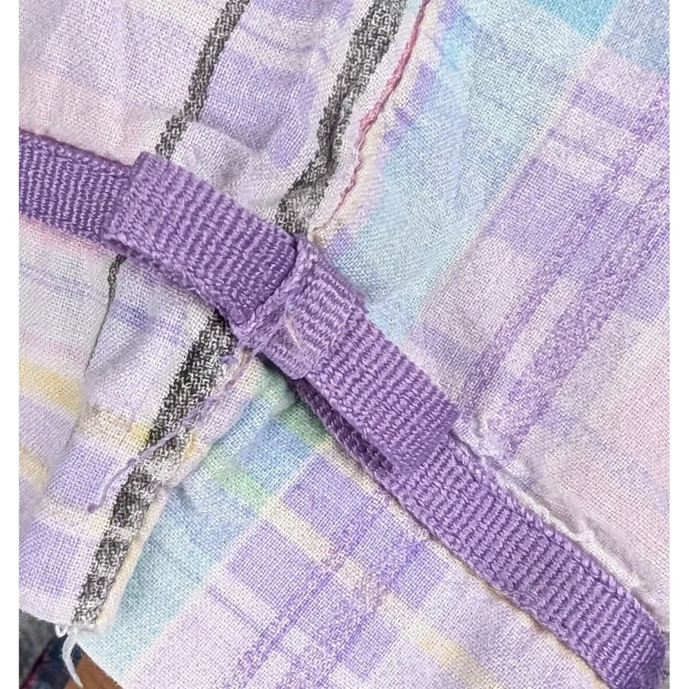 Dreams & Co Womens Pastel Plaid Cotton Pajama Set 2PC Purple Blue Pink Large